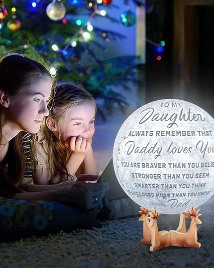 Engraved 3D Moon Lamp Christmas Gifts for Daughter, to My Daughter from Dad, Personalized 5.9 Inch 3D Printing Moon Light for Daughter Birthdays Graduation Gifts - LeafyLoom