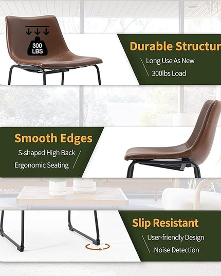 NicBex Retro Side Chair Dining Chair with Metal Legs for Kitchen, Living, Dining Room, Set of 2, (Walnut Color) (A-GE17013-USSU014) - LeafyLoom