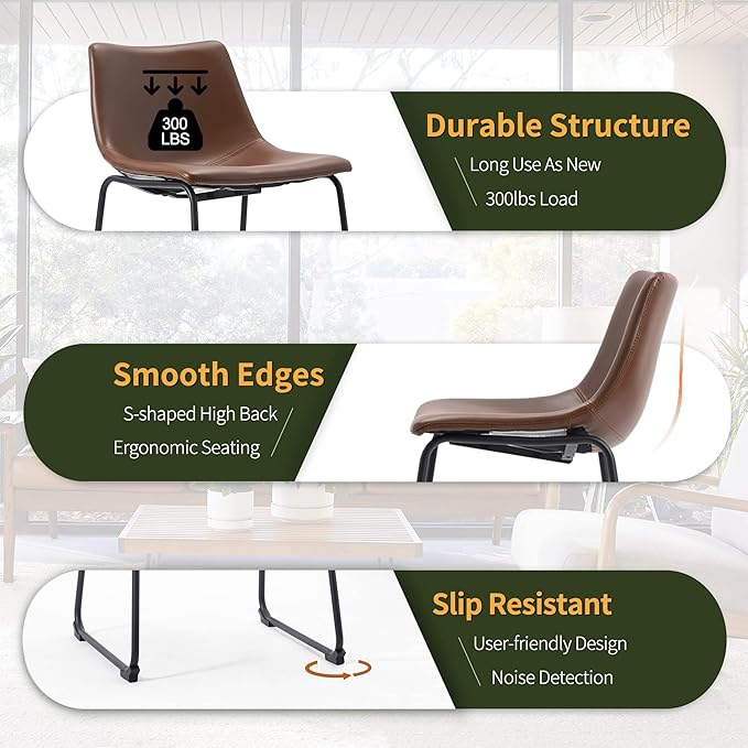 NicBex Retro Bar Stools Crazy-Horse Leather with Metal Legs Barstools, Lounge Kitchen Island Bar Stools, Set of 2, (Walnut Color) (A-GE17021-USSU014) - LeafyLoom