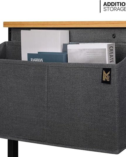 MoNiBloom Computer Desk, Modern Simple Style Laptop Table with Storage Bag for Reading Writing Livingroom Bedroom - Light Walnut - LeafyLoom