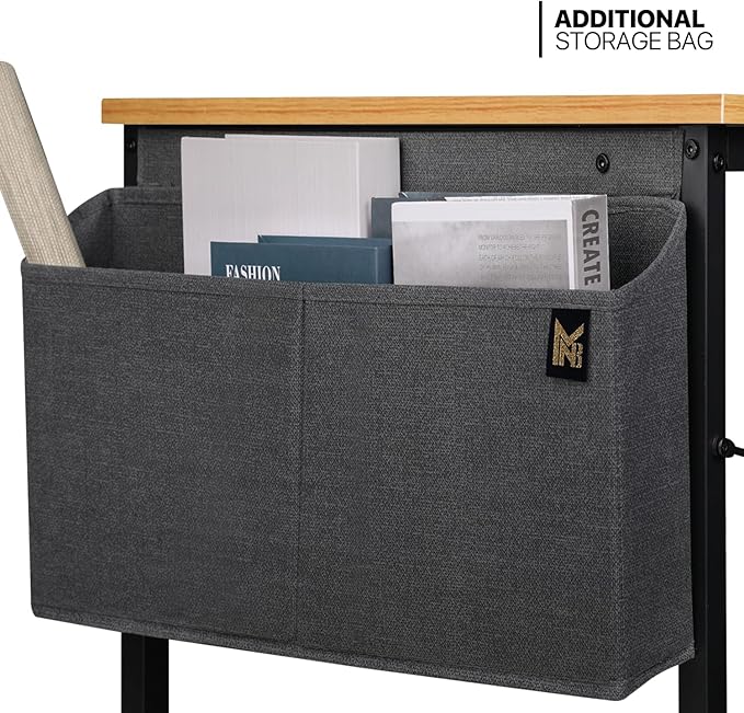 MoNiBloom Computer Desk, Modern Simple Style Laptop Table with Storage Bag for Reading Writing Livingroom Bedroom - Light Walnut - LeafyLoom