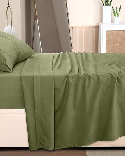 Utopia Bedding Twin Bed Sheets Set - 3 Piece Bedding - Brushed Microfiber - Shrinkage and Fade Resistant - Easy Care (Twin, Olive) - LeafyLoom
