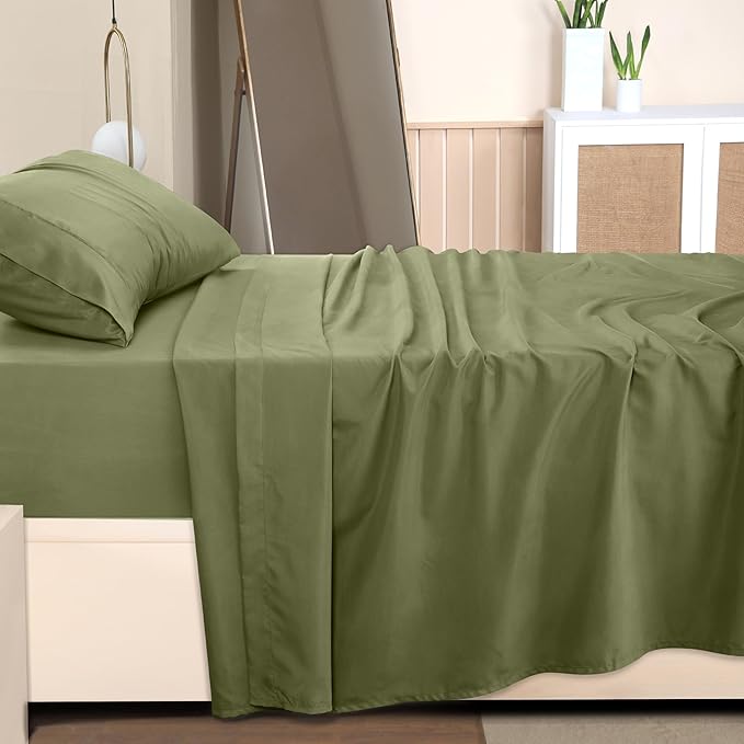 Utopia Bedding Twin Bed Sheets Set - 3 Piece Bedding - Brushed Microfiber - Shrinkage and Fade Resistant - Easy Care (Twin, Olive) - LeafyLoom