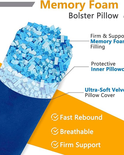 Body Pillow, Memory Foam Round Body Pillows for Adults, Firm Long Bolster Pillow for Bed, Cylinder Tube Roll Pillow with Velvet Cover, 47x7.87 Inches, Navy Blue - LeafyLoom