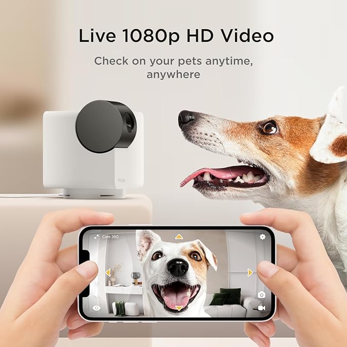 Petcube Cam 360 The Pack of 2 Camera | Ultimate Interactive WiFi Pet and Home Security Pan-Tilt Camera with Phone App, 1080p HD Video, 360° Rotation, Night Vision, Smart Alerts for Home Surveillance Petcube
