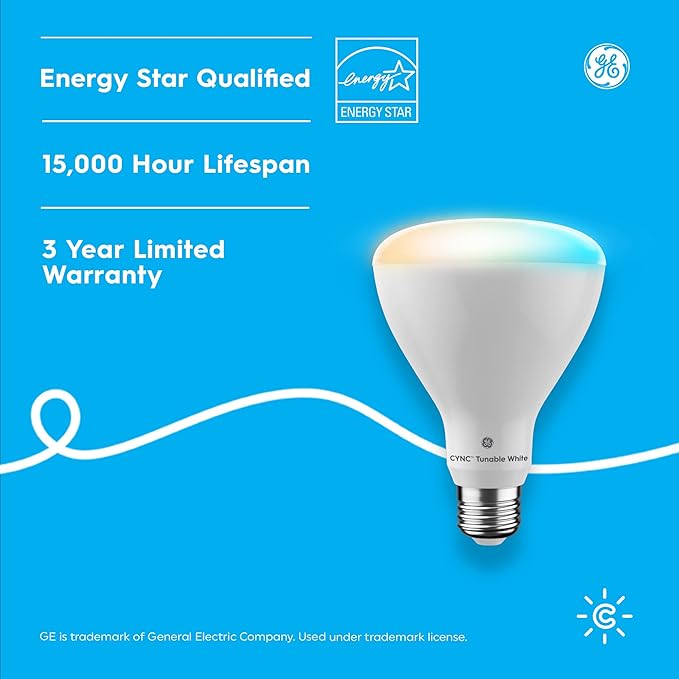 GE CYNC Smart LED Light Bulbs, Tunable White, Bluetooth and Wi-Fi, Works with Alexa and Google, BR30 Indoor Floodlights (2 Pack) CYNCSmartHome