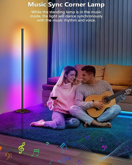 2 in 1 Dimmable Floor Lamp, Smart Corner LED Floor Lamp with App and Remote Control, 16 Million DIY Colors, Music Sync, Timer Setting Scene Modes for Bedroom, Living Room, Studio - LeafyLoom