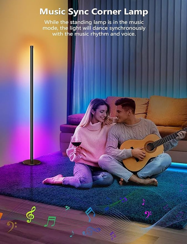 2 in 1 Dimmable Floor Lamp, Smart Corner LED Floor Lamp with App and Remote Control, 16 Million DIY Colors, Music Sync, Timer Setting Scene Modes for Bedroom, Living Room, Studio - LeafyLoom