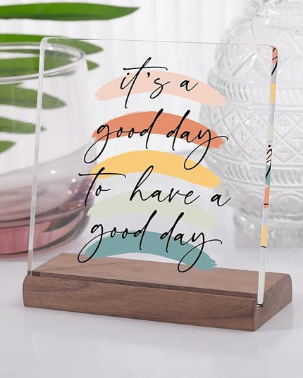 Motivational Office Desk Decor For Women Coworker It‘s A Good Day To Have A Good Day - Inspirational Signs Gifts Aesthetic Office Table Desktop Decorations For Work Desk - LeafyLoom