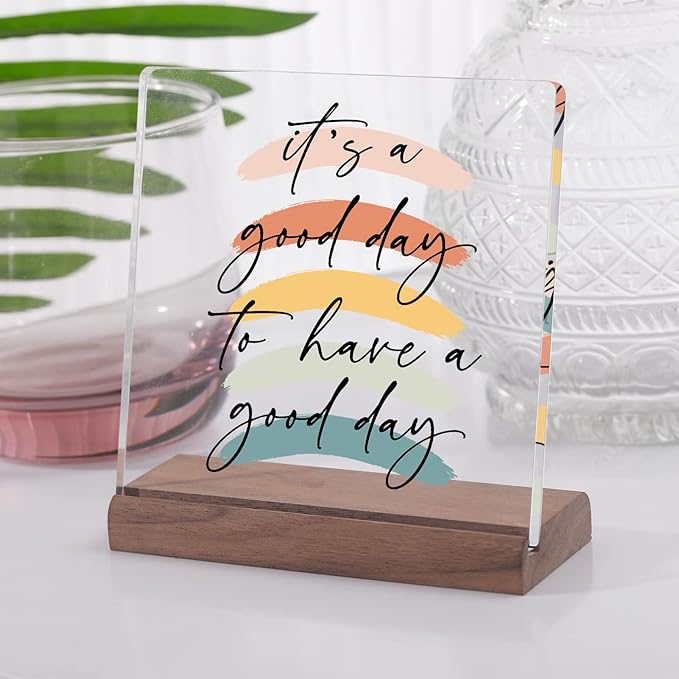 Motivational Office Desk Decor For Women Coworker It‘s A Good Day To Have A Good Day - Inspirational Signs Gifts Aesthetic Office Table Desktop Decorations For Work Desk - LeafyLoom