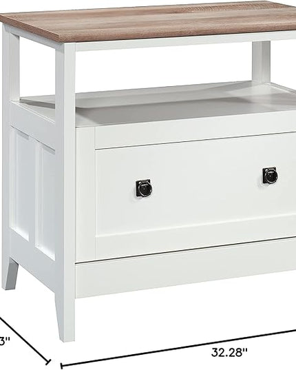 Sauder August Hill Lateral File, L: 19.53" x W: 32.28" x H: 29.25", Soft White Finish - LeafyLoom