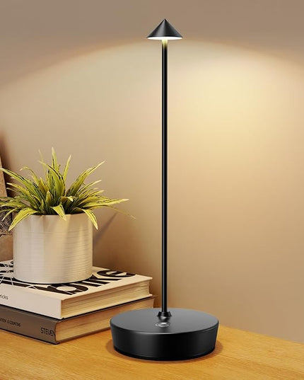 Cordless Table Lamp Rechargeable, Waterproof Portable Touch Dimmable Desk Lamp, 6000mAh Battery Operated LED Table Light for Restaurant/Indoor/Patio - LeafyLoom