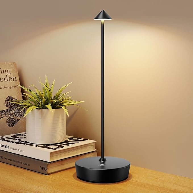Cordless Table Lamp Rechargeable, Waterproof Portable Touch Dimmable Desk Lamp, 6000mAh Battery Operated LED Table Light for Restaurant/Indoor/Patio - LeafyLoom