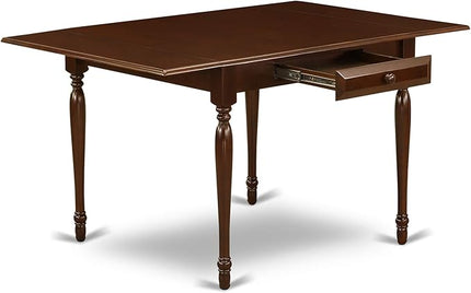 East West Furniture Monza 5 Piece Kitchen Set Includes a Rectangle Table with Dropleaf and 4 Linen Fabric Dining Room Chairs, 36x54 Inch, Mahogany - LeafyLoom