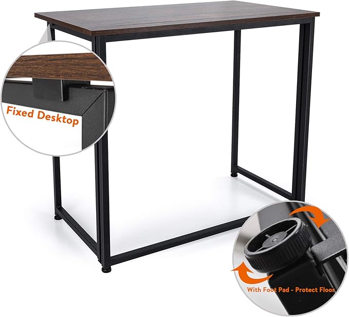 Leopard Outdoor Products Folding Computer Desk for Small Spaces, Space-Saving Home Office Desk, Foldable Computer Table, Laptop Table, Writing Desk, Compact Study Reading Table (Rustic Brown) - LeafyLoom