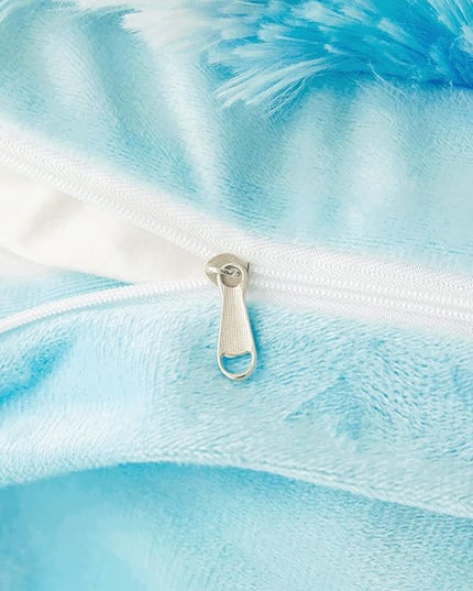 Tie dye Blue Plush Fluffy Comforter Cover Set Queen - Ultra Soft Faux Fur tie dye Bedding Sets 3 Pieces (1 Shaggy Duvet Cover + 2 Pillow case) Fluffy Bed Set (Tie Dye Blue, Queen) - LeafyLoom