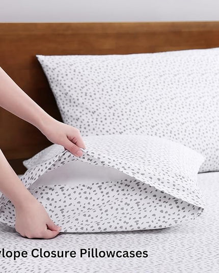LANE LINEN 100% Organic Cotton Queen Sheet Set, 4Pc Cotton Sheets Queen Size Bed set, Soft & Breathable Percale Weave, Deep Pocket Queen Sheets, Hotel-Quality Bed Sheets Queen Size - Haze Grey - LeafyLoom