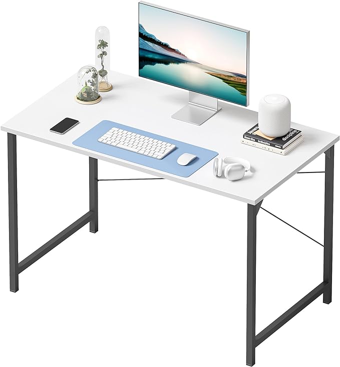 CubiCubi Computer Desk, 40 inch Home Office Desk, Modern Simple Style PC Table for Home, Office, Study, Writing, White - LeafyLoom