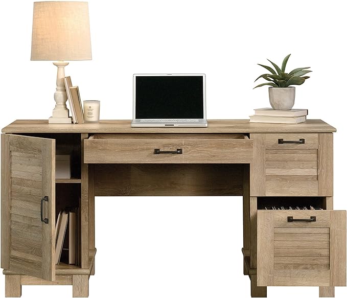 Sauder Garden Villa Desk, L: 59.06" x W: 20.71" x H: 29.80", Orchard Oak Finish - LeafyLoom