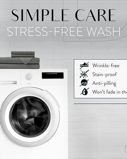 Danjor Linens Twin Sheets Set - Hotel Luxury Essential Bedding - 4 pc Soft Bedding & Pillowcases Set with Deep Pockets - Breathable Bed Sheets, Wrinkle Free - Grey Sheets - LeafyLoom