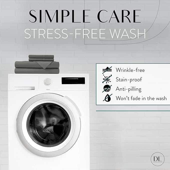 Danjor Linens Twin Sheets Set - Hotel Luxury Essential Bedding - 4 pc Soft Bedding & Pillowcases Set with Deep Pockets - Breathable Bed Sheets, Wrinkle Free - Grey Sheets - LeafyLoom