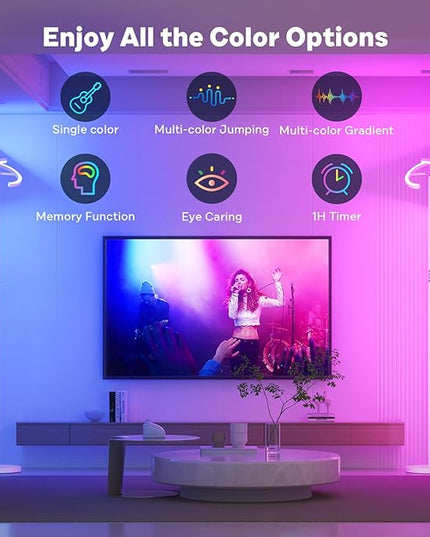 White RGBCW Floor Lamp, Bright Color Changing RGB Standing Lamp, Modern Stepless Dimmable LED Tall Lamp with Remote Control, 20W 3000-6000K Floor Lamps for Living Room, Bedroom, Office - LeafyLoom
