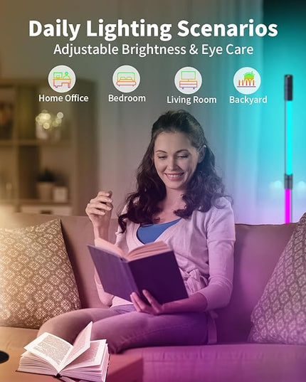 BRIMAX RGBWIC Corner Floor Lamp, DIY Detachable LED Floor Lamp with Spotlight, Smart Corner Lamp with 16 Million DIY Colors&Music Sync, App&Remote Control for Living Room Bedroom Study Room Christmas - LeafyLoom