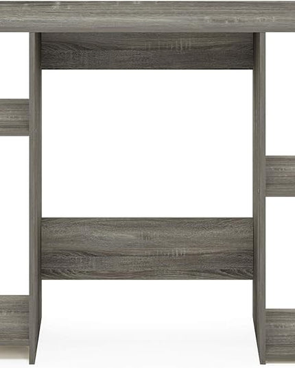 Furinno Jaya Computer Study Desk With Open Storage, French Oak Grey/Black - LeafyLoom