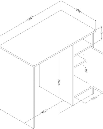 South Shore Small Computer Desk with Door, Pure White - LeafyLoom