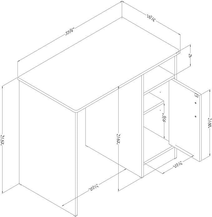 South Shore Small Computer Desk with Door, Pure White - LeafyLoom