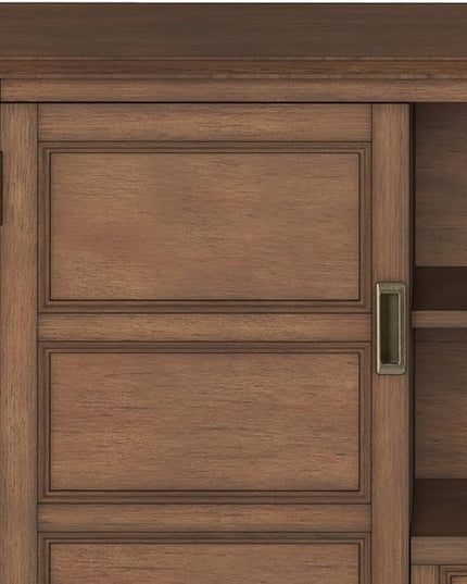 SIMPLIHOME Burlington SOLID WOOD 54 Inch Wide Transitional TV Media Stand in Rustic Natural Aged Brown for TVs up to 60 Inch, For the Living Room and Entertainment Center - LeafyLoom
