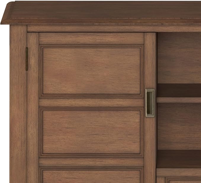 SIMPLIHOME Burlington SOLID WOOD 54 Inch Wide Transitional TV Media Stand in Rustic Natural Aged Brown for TVs up to 60 Inch, For the Living Room and Entertainment Center - LeafyLoom