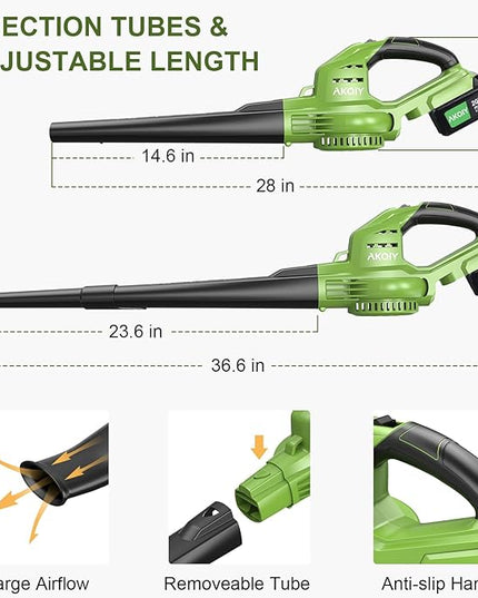 Leaf Blower Cordless- 20V 5.0 Battery-Powered Leaf Blower, 80-150MPH, Upgraded Motor and Mini Electric Leaf Blower with Charging Seat for Use in The Yard or Lawn - LeafyLoom