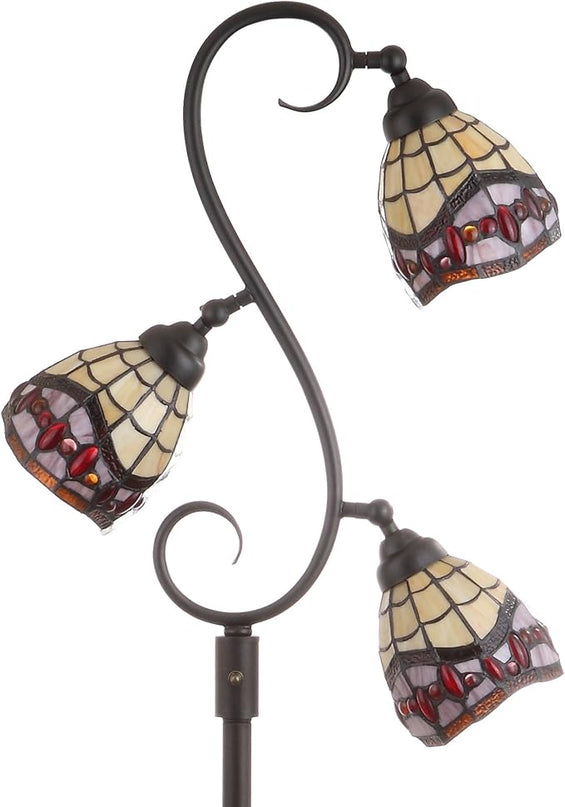 JONATHAN Y JYL8013A Walker Tiffany-Style 70.5" Multi-Light LED Floor Lamp, Tiffany, Traditional, Elegant, Office, Living Room, Family Room, Dining Room, Bedroom, Hallway, Foyer, Bronze - LeafyLoom