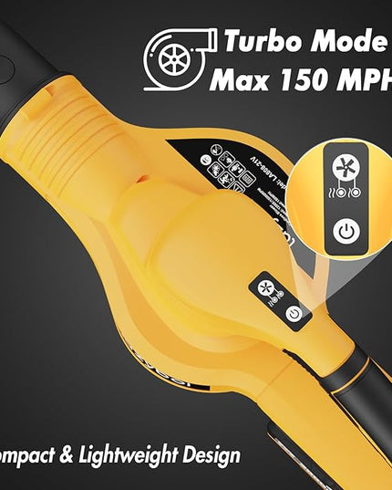 Leaf Blower Cordless - 21V Electric Cordless Leaf Blower with 2 Batteries and Charger, 2 Speed Mode, 2.0Ah Lightweight Battery Powered Leaf Blowers for Lawn Care, Patio, Blowing Leaves Lemon Yellow - LeafyLoom