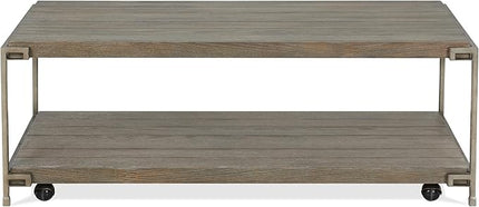 NicBex Coffee Table Wooden Coffee Table with Storage Rectangle Center Tables with Open Bottom Shelf and Casters Dining Table for Living Room, Dining Room, Office, and Bedroom,50" W, Gray - LeafyLoom