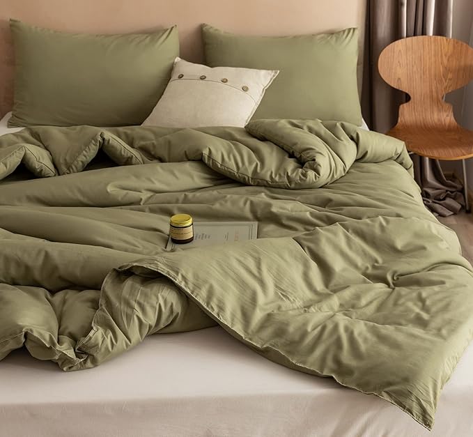 ROSGONIA King Size Comforter Set Olive Green, 3pcs (1 Boho Comforter & 2 Pillowcases), Lightweight Bedding Blanket All Season Bedspreads Quilt - LeafyLoom