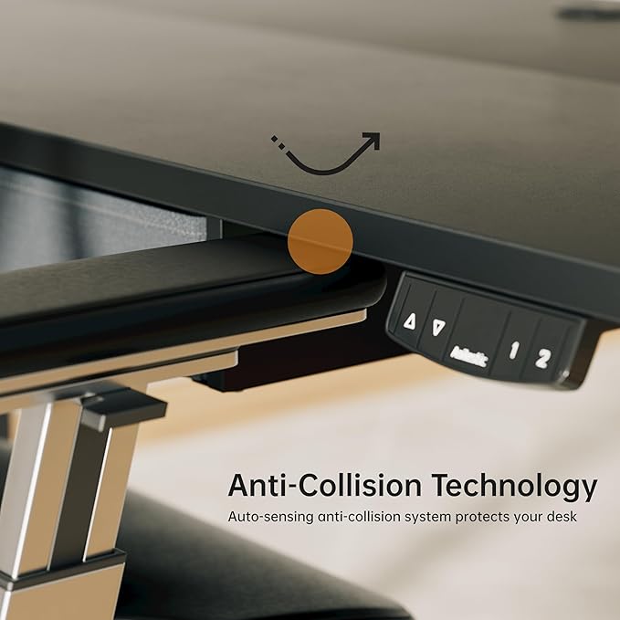 Standing Desk with 2 Drawers, Adjustable Height Electric Desk with Storage, 55 x 24 Inches Sit Stand Up Computer Table for Work Office Home, Black - LeafyLoom