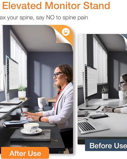 ODK Computer Desk with Drawers & Power Outlet, 55 Inch Office Desk with Keyboard Tray & Storage Shelves & PC Stand, Office Table Work Desk with Monitor Stand, Black - LeafyLoom