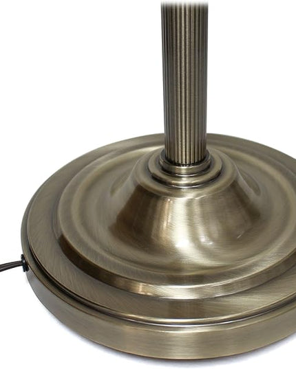 Elegant Designs LF2003-ABS 2 Light Mother Daughter White Marble Glass Floor Lamp, Antique Brass - LeafyLoom