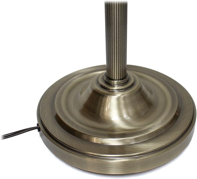 Elegant Designs LF2003-ABS 2 Light Mother Daughter White Marble Glass Floor Lamp, Antique Brass - LeafyLoom