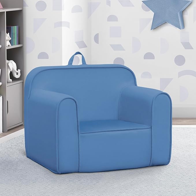 Delta Children Cozee Chair -Foam Kids Chair for Ages 18 Months and Up, Indigo - LeafyLoom