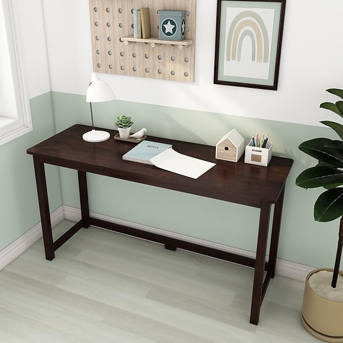 Max & Lily Solid Wood Desk, 55 Inches, Espresso - LeafyLoom