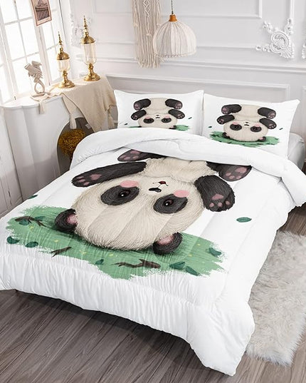 CVHOUSE Panda Bedding Set,Panda Comforter Twin,Cute Panda Comforter Set for Girls Kids Teens,Kawaii Panda Quilt Set with 1 Comforter and 2 Pillow Cases- 3 Piece - LeafyLoom