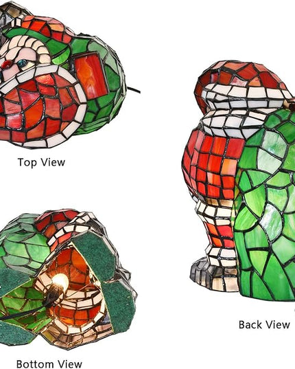 Bieye L10830 Christmas Santa Claus Table Lamp LED Bulb Included Tiffany Style Stained Glass Night Light for Home Décor (7.75" L x 9.25" D x 13" H) - LeafyLoom