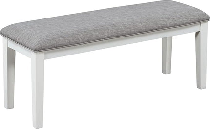 Kitchen Classic and Traditional Style 6-Piece Set, includes Dining Table, 4 Upholstered Chairs & Bench, White+Gray - LeafyLoom