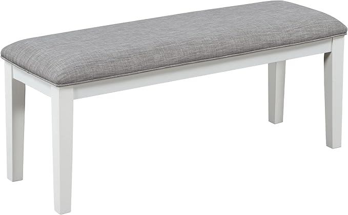 Kitchen Classic and Traditional Style 6-Piece Set, includes Dining Table, 4 Upholstered Chairs & Bench, White+Gray - LeafyLoom