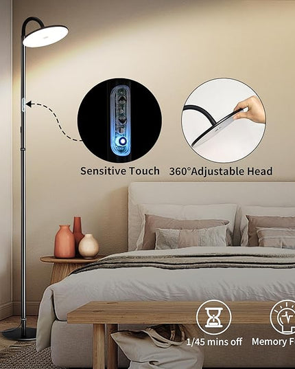 chiphy Floor Lamp, 76'' Tall Lamp, 40W 3500LM 30000Lux Super Bright Floor Lamp, Dimmable Brightness, with Smart Plug, for Living Room Bedroom Office - LeafyLoom