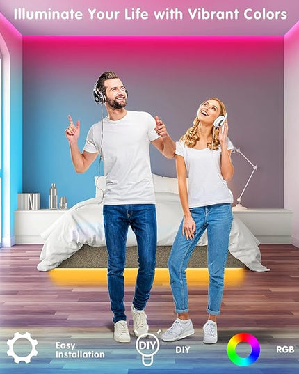 smareal 50ft Led Lights for Bedroom, Led Strip Lights Color Changing Led Lights with 44 Key IR Remote, Led Light Strips for Bedroom Party Home Decoration SmarealLEDStripLights