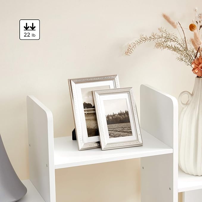 VASAGLE Bookshelf, Tree-Shaped Bookcase with 13 Storage Shelves, Rounded Corners, 9.8”D x 33.9”W x 55.1”H, White ULBC067W01 - LeafyLoom